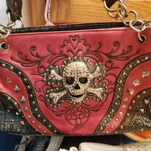 Red skull purse with matching wallet